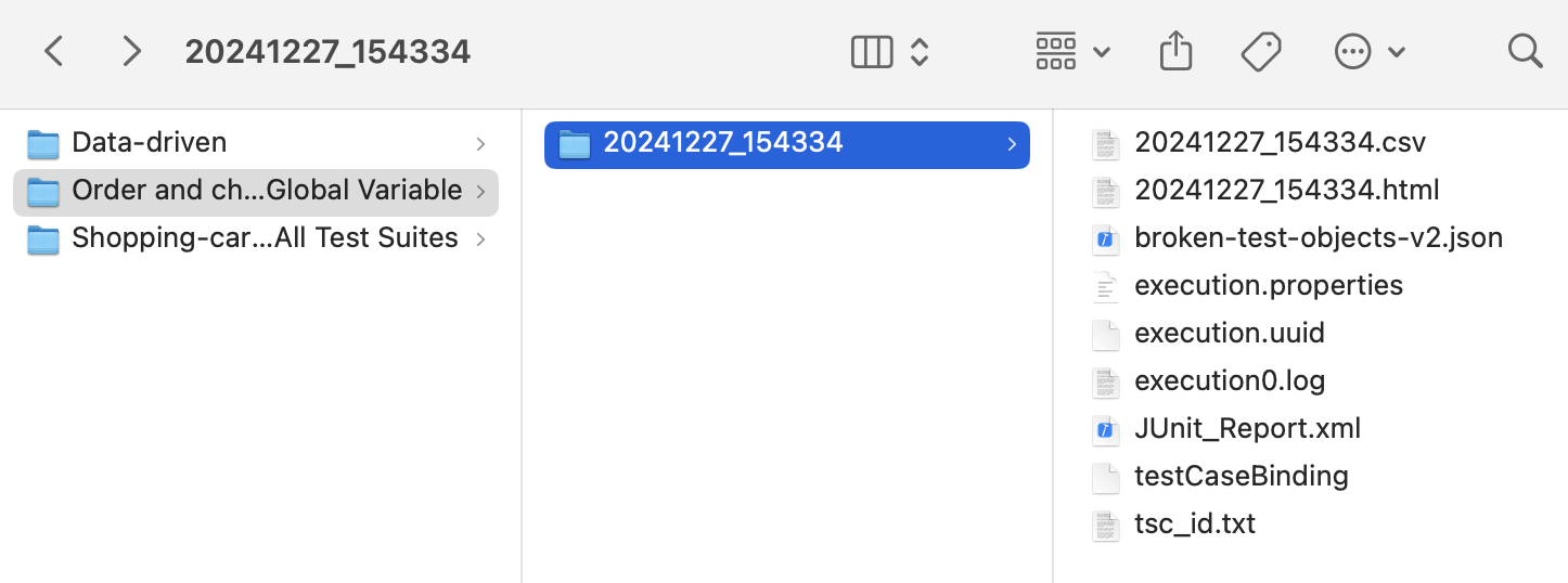Test suite report folder